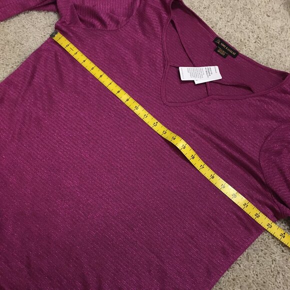 NWT Love & Legend Sparkly Cross Collar Dark Pink Fashion Top - Picture 12 of 15